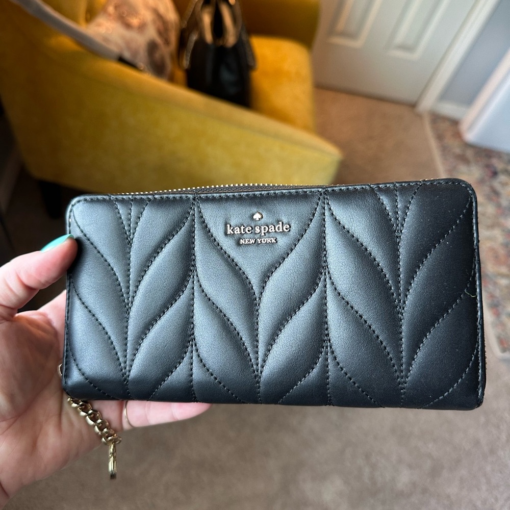 Kate Spade Black Quilted Wallet - matching bag also for sale